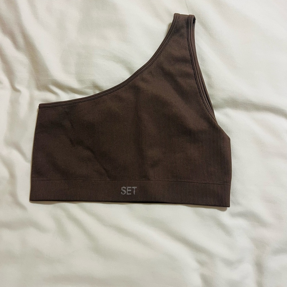 SET Active Brown One-Shoulder Bra